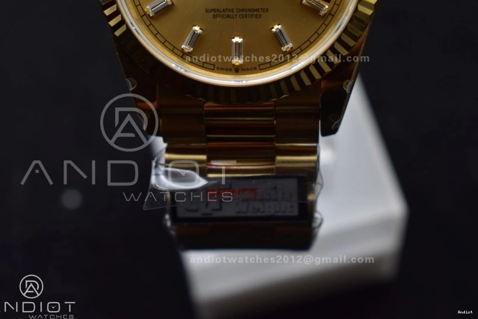 Best Gold President 694 DayDate Diamond Steel YG Stick vr3255 (Gain Dial Edition 36 Durable Weight) with QF V5 Bracelet 904L on 0713